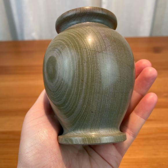 VTG Carved Stone Marble Miniature Bud Vase 4” Tall Green Earth Tone Natural - Picture 11 of 16